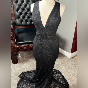 Open back formal lace gown
